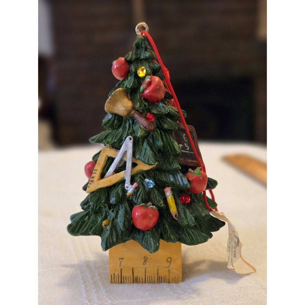 Vintage Kurt S. Adler Christmas Tree Ornament Teacher School 4" Resin Pencil